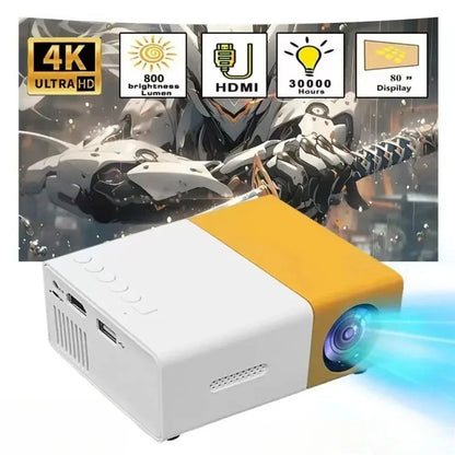 Portable Mini Projector with Full HD 1080P Support -Includes Remote Control, USB-Powered, Ideal for Smartphones, and USB Devices