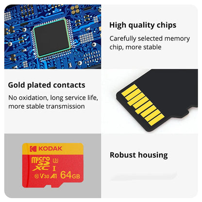 KODAK MicroSD Memory Card 256GB Recorder Storage High Speed 128GB monitoring SD Card 64GB 32GB TF Gaming Microsd Class10 U3 V30