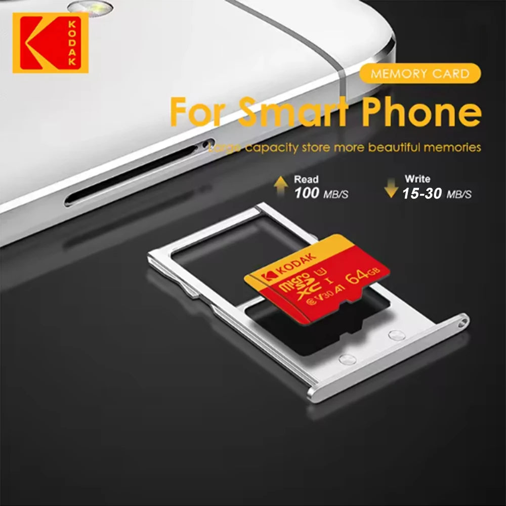 KODAK MicroSD Memory Card 256GB Recorder Storage High Speed 128GB monitoring SD Card 64GB 32GB TF Gaming Microsd Class10 U3 V30