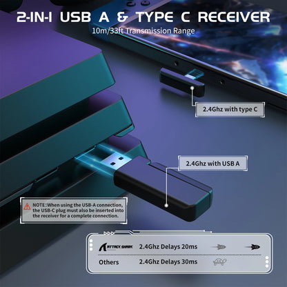 ATTACK SHARK L80 180g Ultra-Light Gaming Headset, Pluggable Microphone, Wired/Bluetooth/2.4G Wireless, 5.1 Channel Stereo Sound