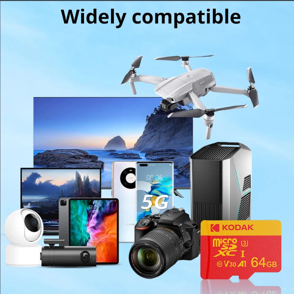 KODAK MicroSD Memory Card 256GB Recorder Storage High Speed 128GB monitoring SD Card 64GB 32GB TF Gaming Microsd Class10 U3 V30