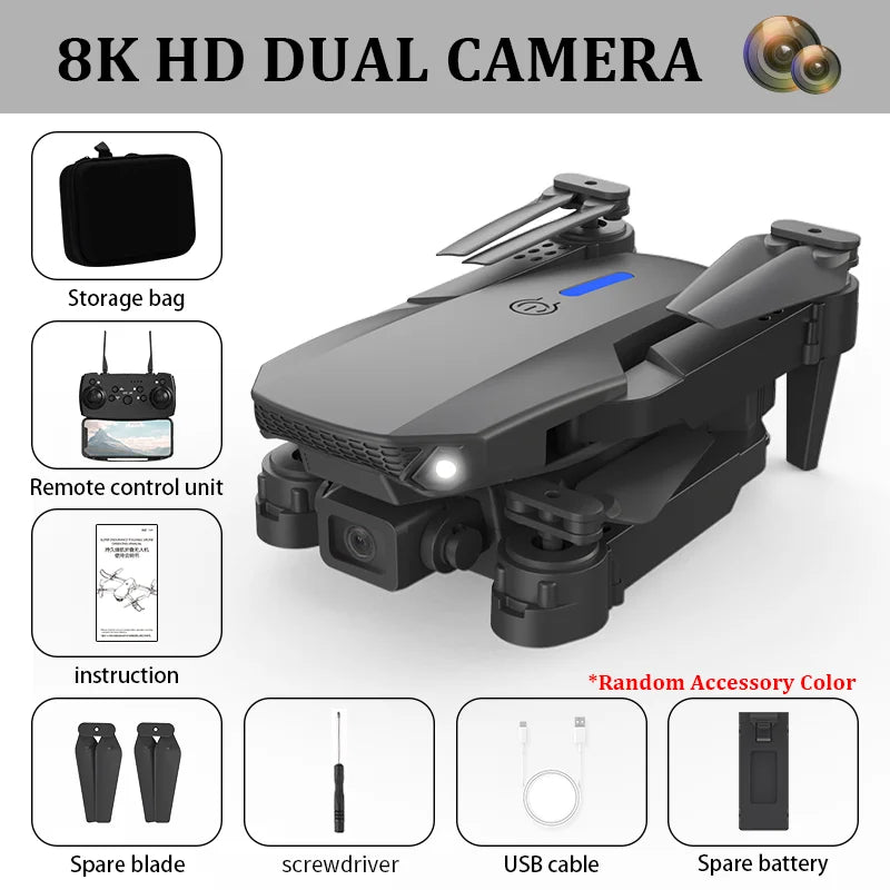 KBDFA 2025 E88 Professional Wide Angle RC Dron HD 8K Camera Mode Foldable Helicopter Aircraft Quadcopter Drone Kid Gift Toys
